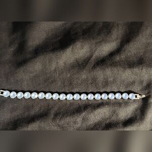 Authentic Touchstone Bracelet W/Ice Blue Swarovski Stones, Sz 7
